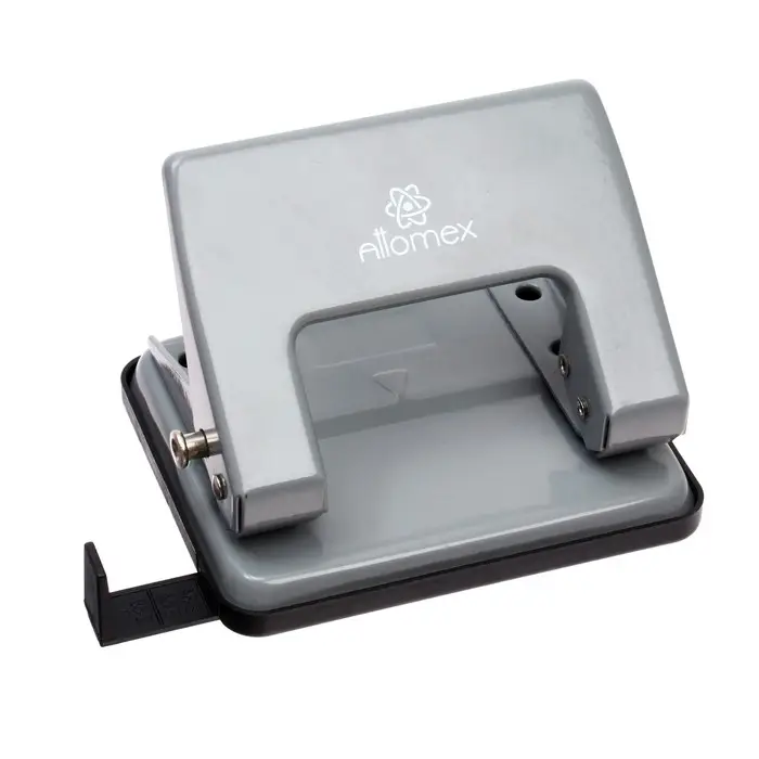 Дырокол металлический 20 листов, Attomex, форматная линейка, серый