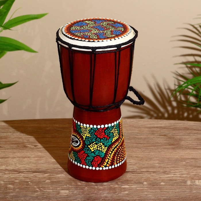 Сувенирный музыкальный инструмент Сувенирный музыкальный инструмент "Барабан Джембе Разноцветный" 13x13x24 см, МИКС