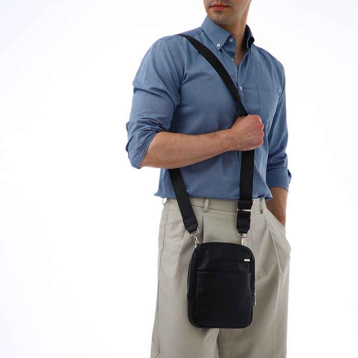 Сумка мужская через плечо TEXTURA, искусственная кожа, цвет чёрный Сумка мужская через плечо TEXTURA, искусственная кожа, цвет чёрный