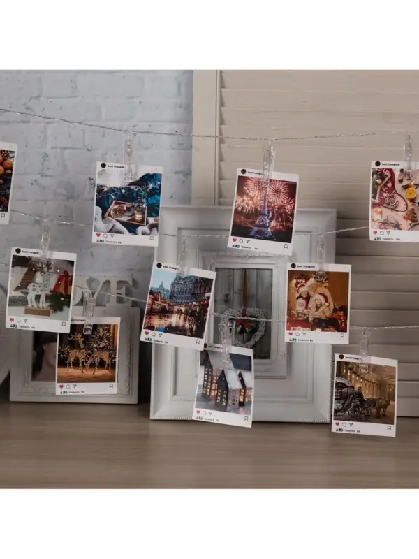 Гирлянда &laquo;Нить&raquo; 4.5 м с насадками &laquo;Прищепки&raquo;, IP20, прозрачная нить, 20 LED, свечение RG/RB, мигание, 220 В