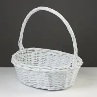 Корзина плетёная для хранения, лоза, овальная, с ручкой, белая, набор 4 шт.