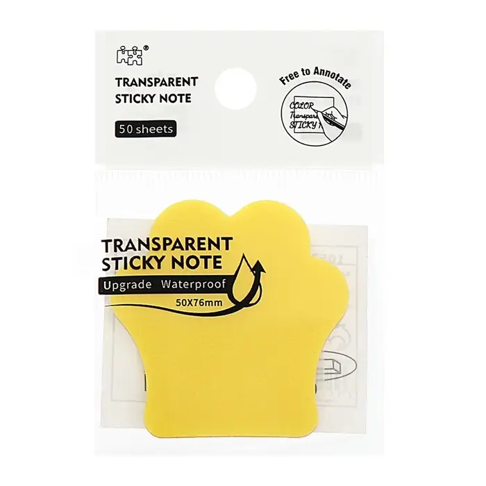 Блок-закладка с липким краем пластик Лапка 50л, желтый, 45мм х 45мм  CALLIGRATA Блок-закладка с липким краем пластик Лапка 50л, желтый, 45мм х 45мм  CALLIGRATA