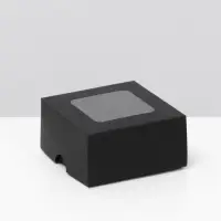 Коробка складная, крышка-дно, с окном, черная, 8&times;8&times;4 см