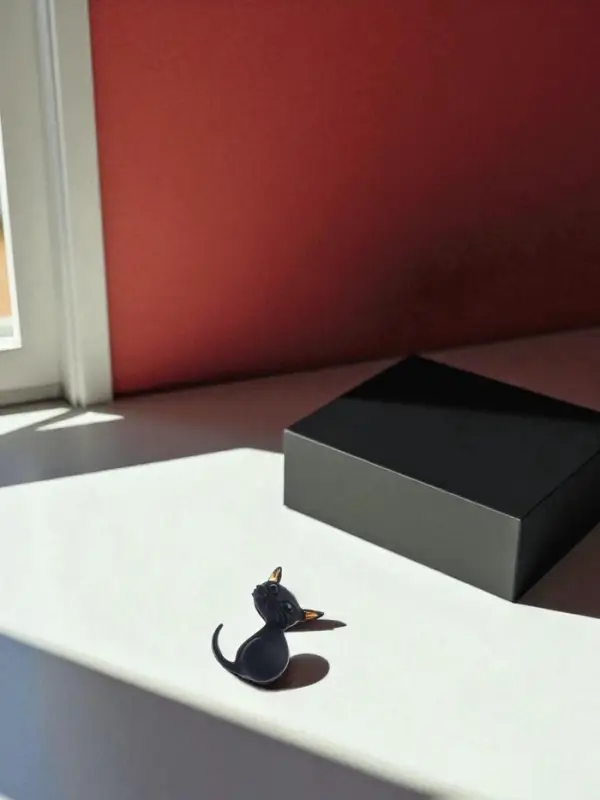 Брошь &laquo;Котёнок&raquo;, чёрная, глянцевая в золоте