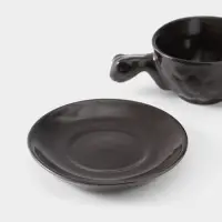 Чашка с блюдцем &laquo;Черепашка&raquo;, 13&times;13&times;7 см, керамика, тёмно-коричневая