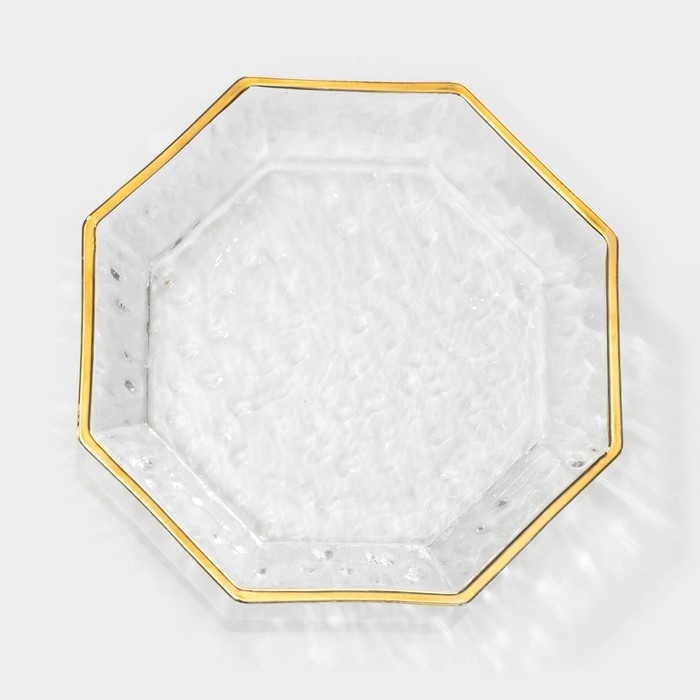 Тарелка стеклянная «Иней. Золото», d=17 см, цвет прозрачный с золотой отводкой Тарелка стеклянная «Иней. Золото», d=17 см, цвет прозрачный с золотой отводкой