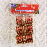 Ёлочные игрушки 6 шт. &laquo;Барабан&raquo; звезда, 3.5&times;3.5 см, красный