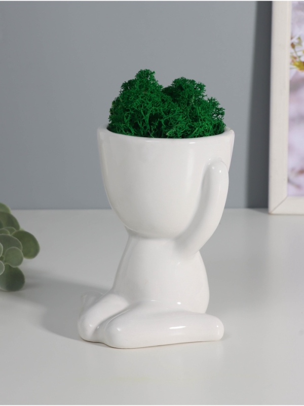 Кашпо керамика  Кашпо керамика "Мистер Грин" любитель тишины 11,5*10*9 см белый