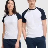 Футболка женская Milky 150 белая с темно-cиним, размер S