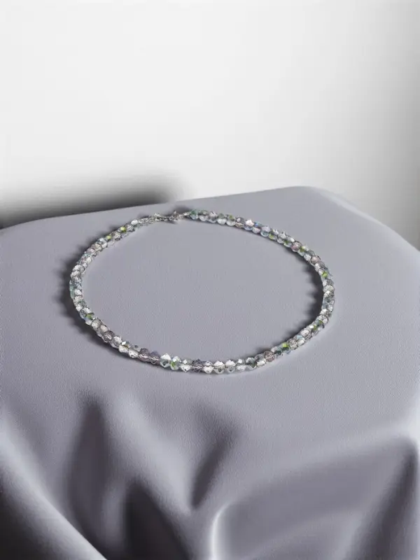 Чокер из бисера &laquo;Хрусталь&raquo;, серый в серебре, 36 см + 5 см доп, цепочка