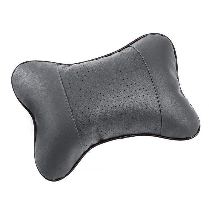 Подушка автомобильная косточка, на подголовник, экокожа, 18×25 см, серый Подушка автомобильная косточка, на подголовник, экокожа, 18×25 см, серый