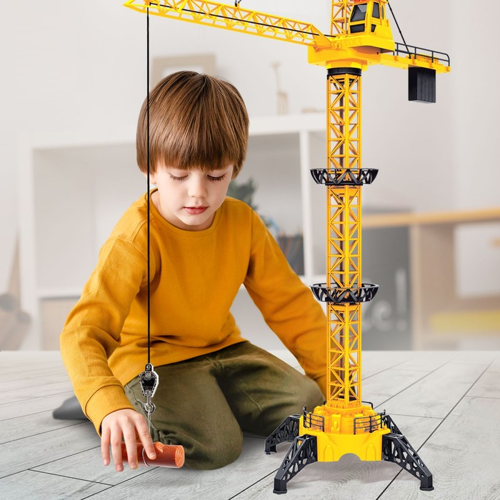 Кран «Стройка», дистанционное управление, 3 варианта сборки, высота 1,28 м, цвет жёлтый Кран «Стройка», дистанционное управление, 3 варианта сборки, высота 1,28 м, цвет жёлтый