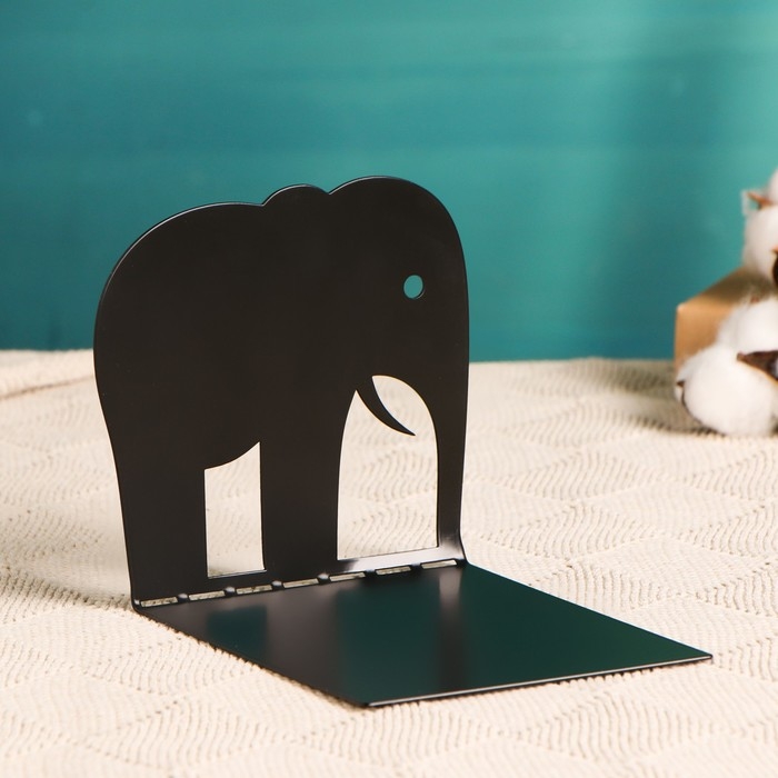 Ограничитель-подставка для книг  Ограничитель-подставка для книг "Слон" черный, 1шт
