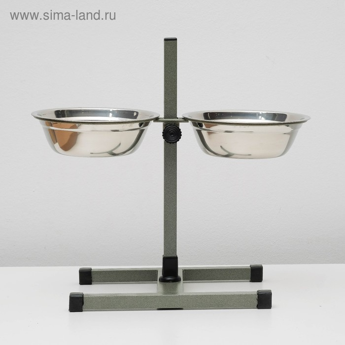 Подставка с мисками, 2 х 1 л, высота 40 см, разборная, зелёная Подставка с мисками, 2 х 1 л, высота 40 см, разборная, зелёная