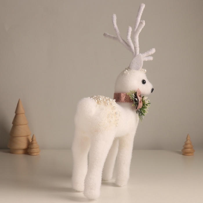 Декор Декор "Белый олень в бусинках" 29х16х8 см