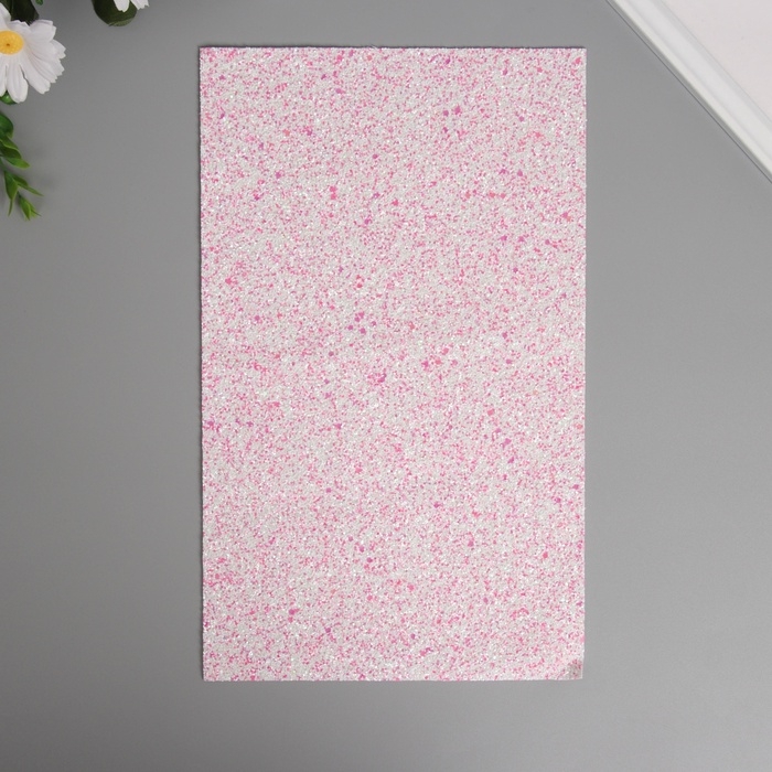 Лист для творчества иск.кожа Лист для творчества иск.кожа "Блёстки" бело-розовый лист 33х20 см толщина 1,6 мм
