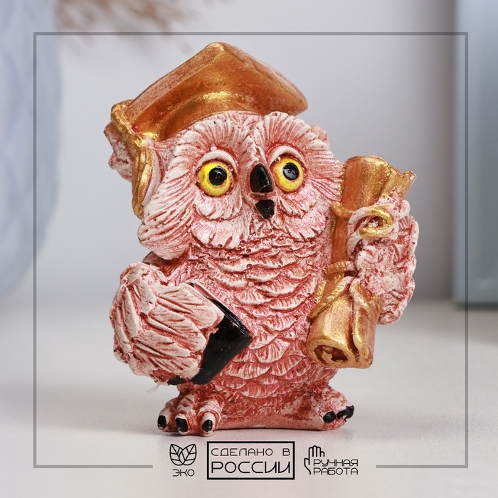 Фигура Фигура "Сова со свитком" красно-коричневая, 7х6см