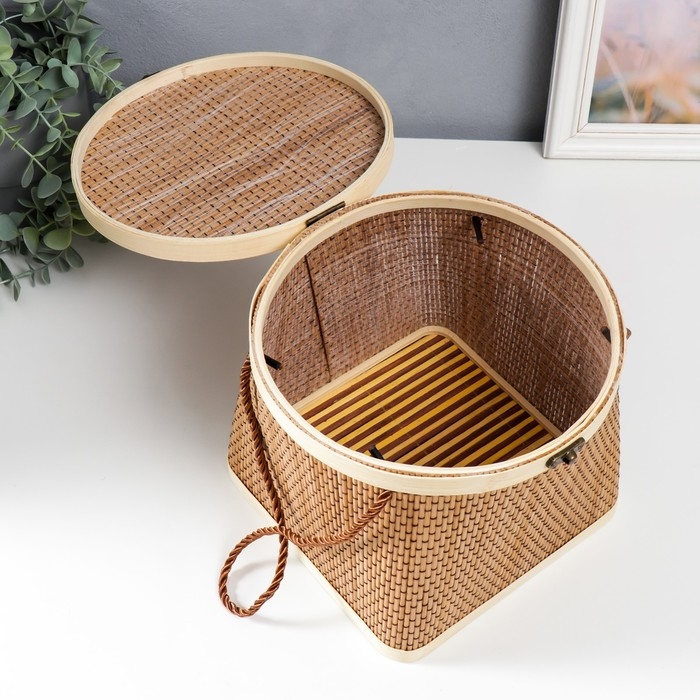 Шкатулка бамбук Шкатулка бамбук "Кузовок" со шнуром 18х20х22 см