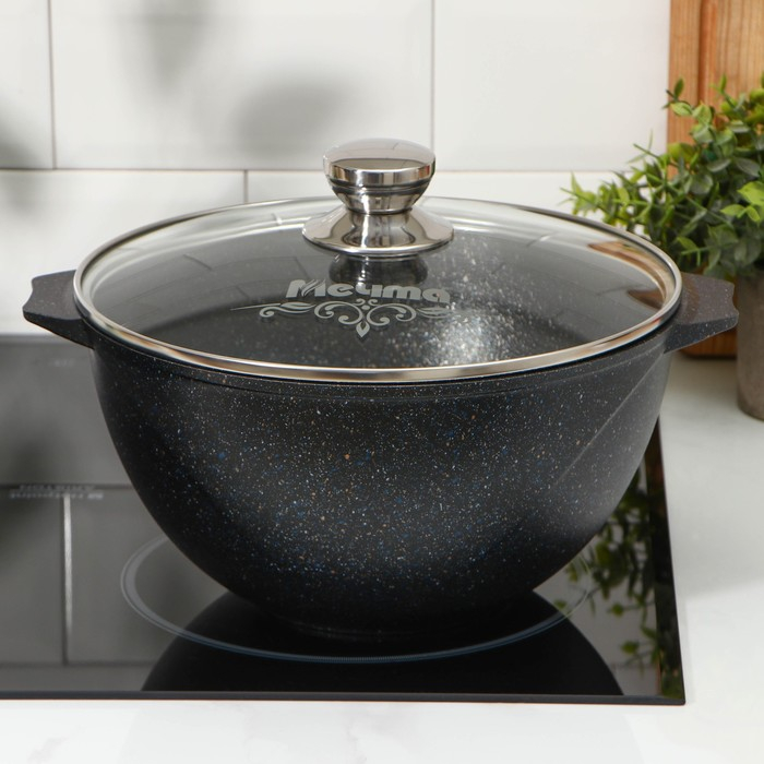 Казан «Гранит Stаr», 5 л, стеклянная крышка, литые ручки, антипригарное покрытие, цвет серый Казан «Гранит Stаr», 5 л, стеклянная крышка, литые ручки, антипригарное покрытие, цвет серый