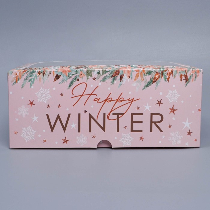 Коробка складная на 6 капкейков с окном «Happy winter», 25 х 17 х 10 см, Новый год Коробка складная на 6 капкейков с окном «Happy winter», 25 х 17 х 10 см, Новый год