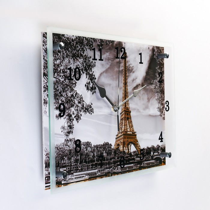 Часы-картина настенные, интерьерные "Эйфелева башня", бесшумные, 25 х 35 см