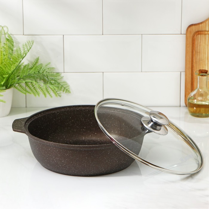 Жаровня, 3 л, d=38 см, h=9 см, антипригарное покрытие, цвет коричневый Жаровня, 3 л, d=38 см, h=9 см, антипригарное покрытие, цвет коричневый