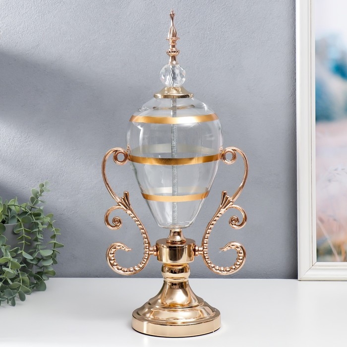 Сувенир интерьерный металл, стекло  Сувенир интерьерный металл, стекло "Изящный кубок" золото 49х15х24 см
