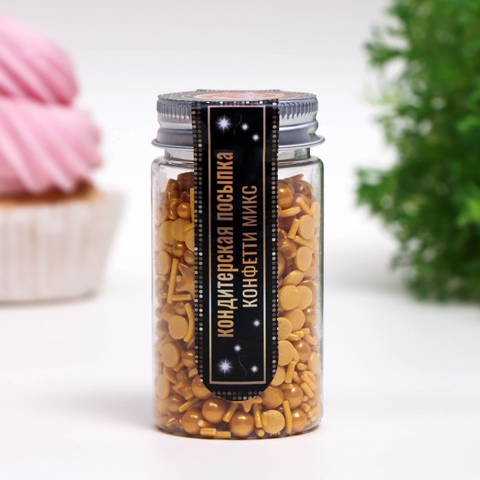 Посыпка кондитерская &laquo; Конфетти микс", золотая, 50 г