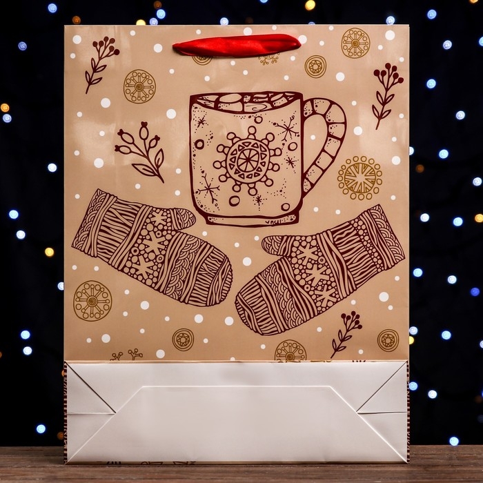 Новый год. Пакет ламинированный вертикальный Новый год. Пакет ламинированный вертикальный "Зимних радостей",33 х 42 х 10 см.