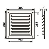 Решетка вентиляционная ZEIN Люкс РМ3030, 300 х 300 мм, с сеткой, металлическая, белая