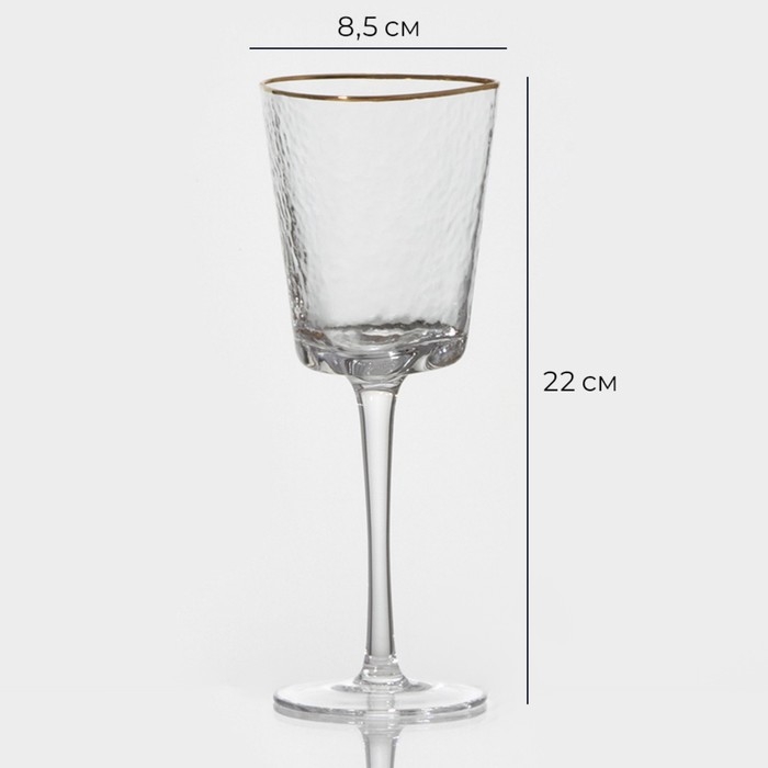 Бокал для вина стеклянный Magistro «Жемчуг», 300 мл, 8,5×22 см, с золотой отводкой Бокал для вина стеклянный Magistro «Жемчуг», 300 мл, 8,5×22 см, с золотой отводкой