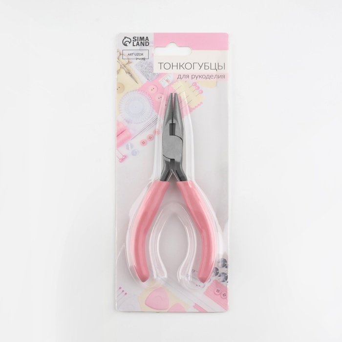 Тонкогубцы с зазубринами, для рукоделия, 12,5 × 6,5 см, цвет серебряный/розовый Тонкогубцы с зазубринами, для рукоделия, 12,5 × 6,5 см, цвет серебряный/розовый