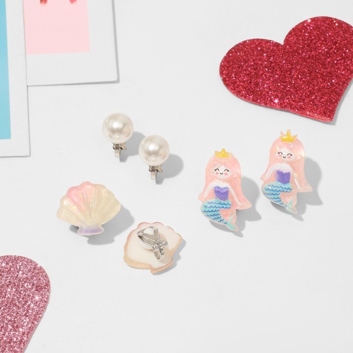 Набор клипс детских (3 пары) «Выбражулька» морская коллекция, цветной Набор клипс детских (3 пары) «Выбражулька» морская коллекция, цветной