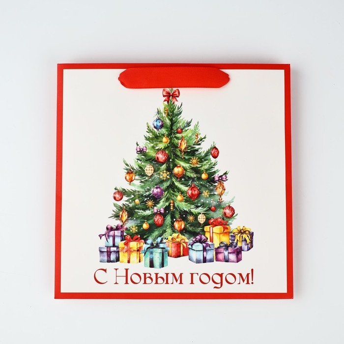 Пакет подарочный новогодний ламинированный квадратный «С Новым годом», ёлка 22 х 22 х 11 см , Новый год Пакет подарочный новогодний ламинированный квадратный «С Новым годом», ёлка 22 х 22 х 11 см , Новый год