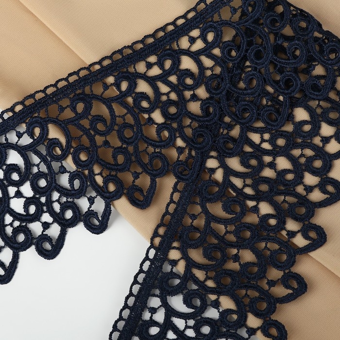 Кружево гипюровое, 78 мм × 11 ± 1 м, цвет тёмно-синий Кружево гипюровое, 78 мм × 11 ± 1 м, цвет тёмно-синий