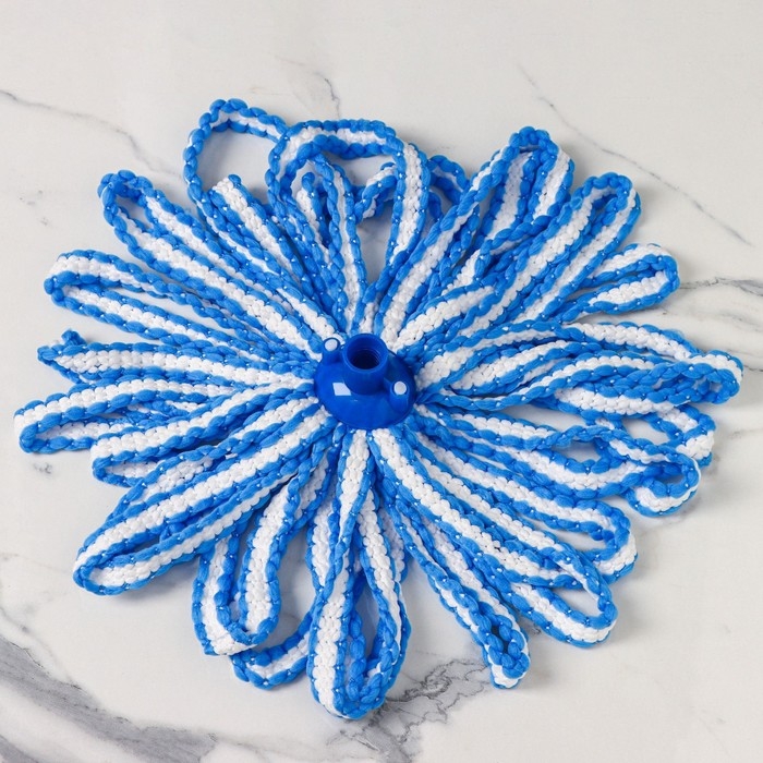 Насадка для швабры верёвочная Доляна, микрофибра 28×7×7 см,цвет белый, голубой Насадка для швабры верёвочная Доляна, микрофибра 28×7×7 см,цвет белый, голубой