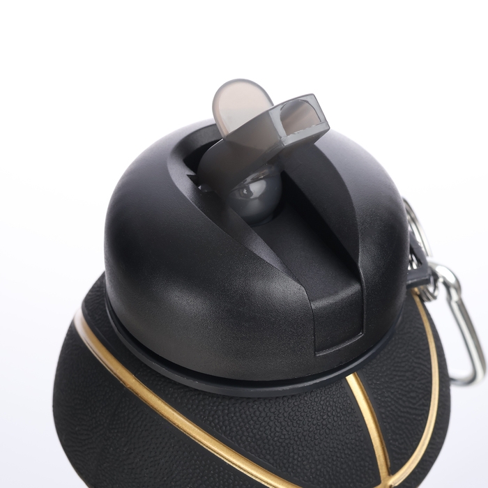 Бутылка для воды, 550 мл,  Бутылка для воды, 550 мл, "Баскетбольный мяч", складная, черная, 18 х 8.7 см