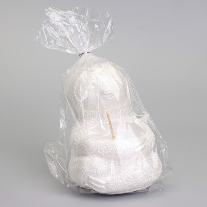 Свеча  Свеча "Ленивец" в подсвечнике из гипса,9х10,5х11см, белый перламутр