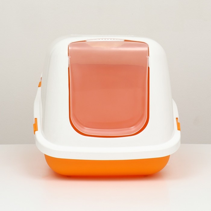 Pet-it домик-туалет для кошек COMFORT, (совок в наборе), 57x39x41, оранжевый/белый Pet-it домик-туалет для кошек COMFORT, (совок в наборе), 57x39x41, оранжевый/белый