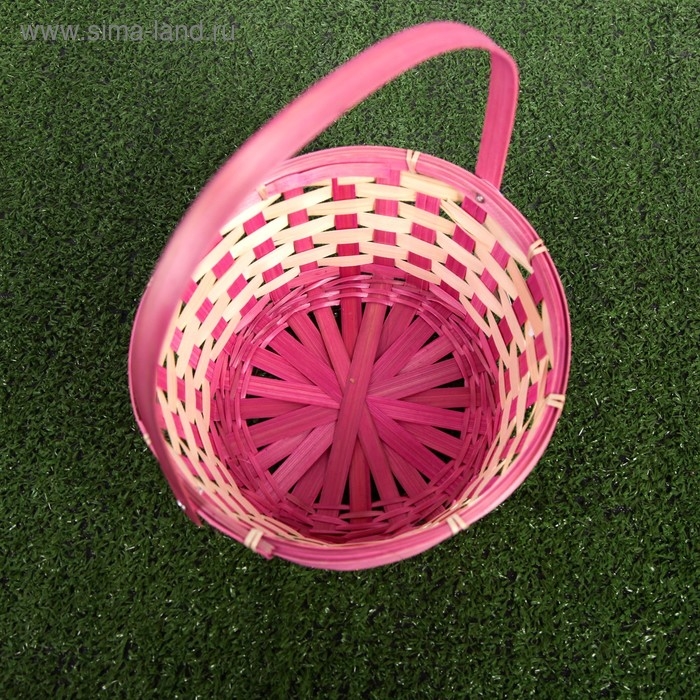 Корзина плетеная, бамбук, 21х21х10/24 см, розовая Корзина плетеная, бамбук, 21х21х10/24 см, розовая