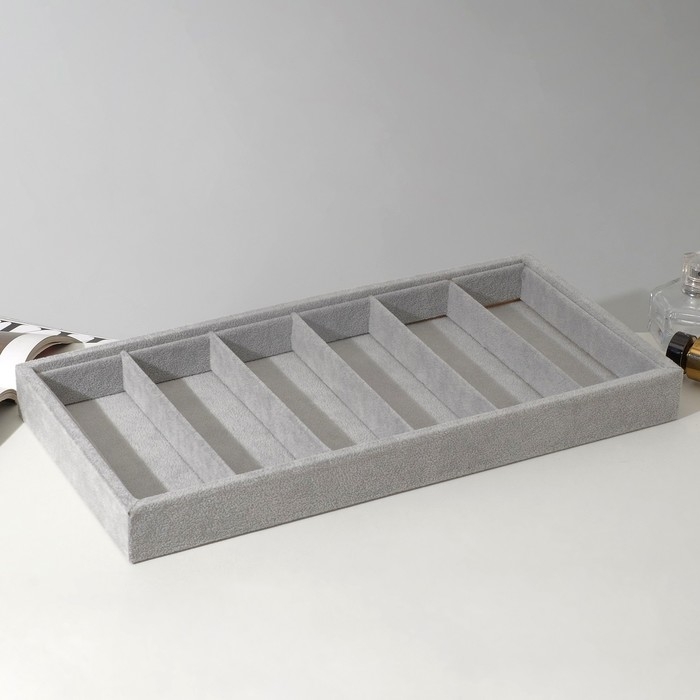 Подставка для украшений 6 ячеек, 38×18,5×3,5, цвет серый Подставка для украшений 6 ячеек, 38×18,5×3,5, цвет серый