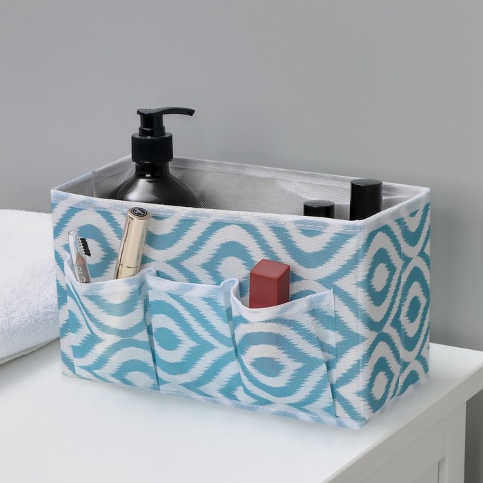 Органайзер для мелочей Доляна «Лагуна», 3 кармана, 25×12×15 см, цвет бирюзовый