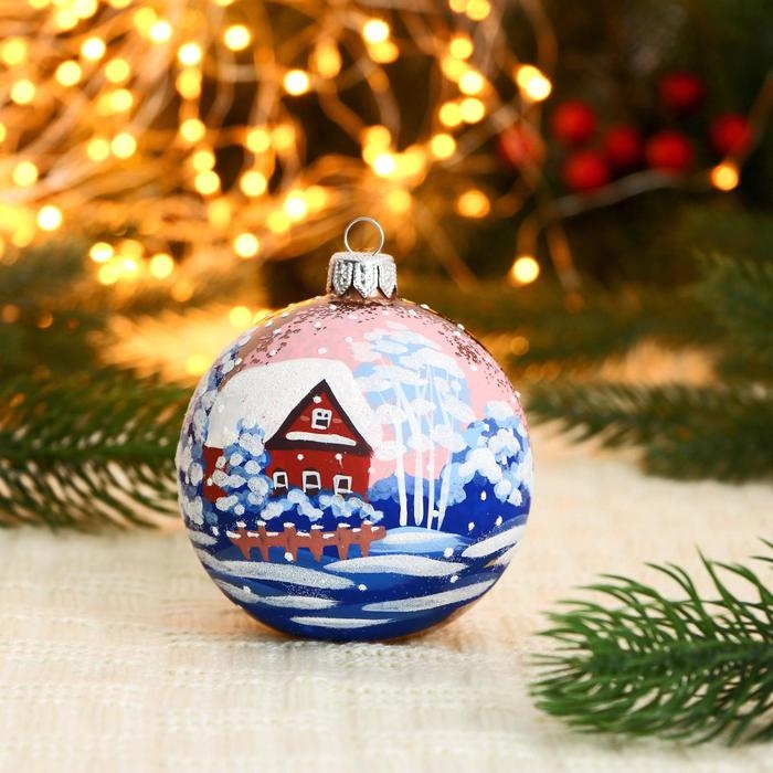Ёлочный шар d-8 см Ёлочный шар d-8 см "Зима на селе"