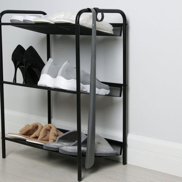 Ложка для обуви с крючком, 56,5×4,5 см, металл, цвет МИКС