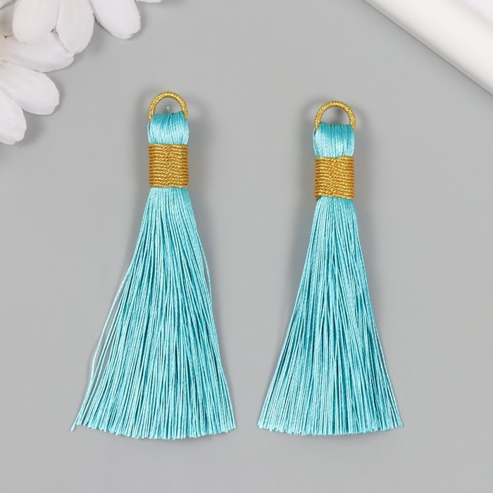 Декор для творчества текстиль Декор для творчества текстиль "Кисть. Оливия" голубой набор 2 шт 8х1,2 см