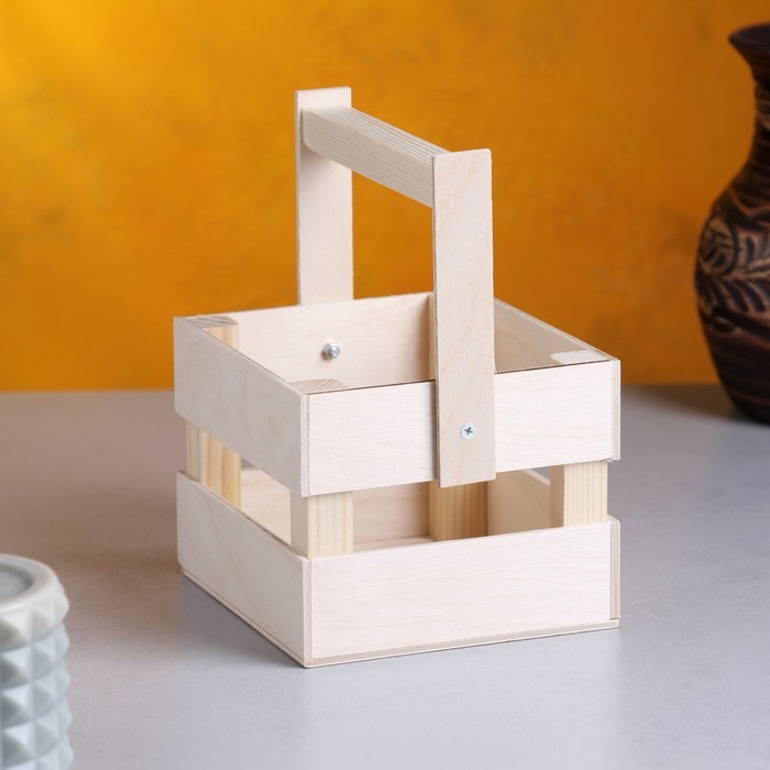 Кашпо деревянное 12×11×9 см  Кашпо деревянное 12×11×9 см "Однушка Лайт", двухреечное, натуральный Дарим Красиво