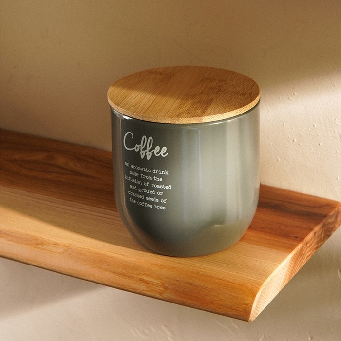 Банка для сахара SL Home, 12×12 см, цвет серый, с бамбуковой крышкой Банка для сахара SL Home, 12×12 см, цвет серый, с бамбуковой крышкой