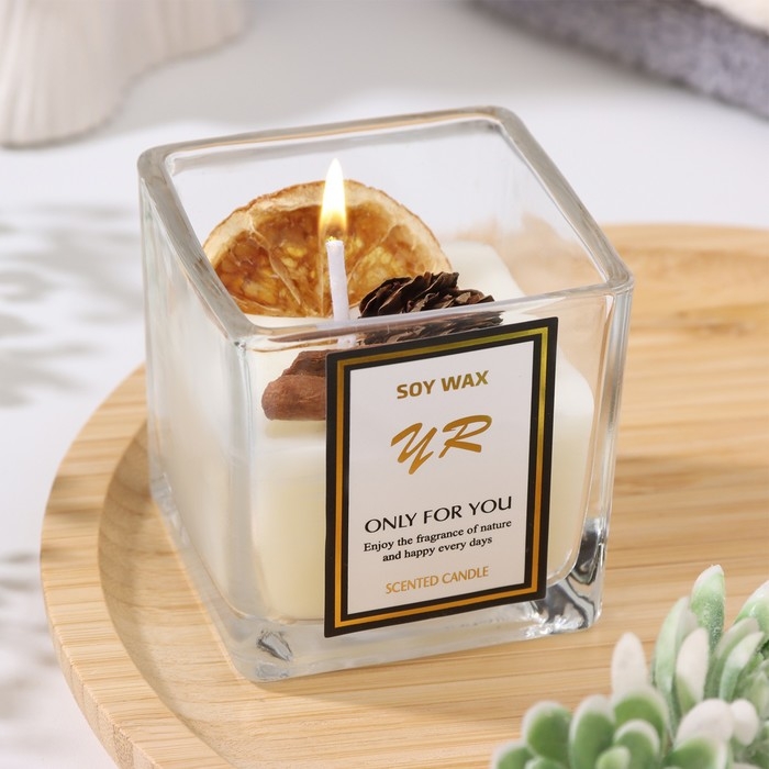 Свеча ароматическая в стакане  Свеча ароматическая в стакане "Soy Wax", цитрус