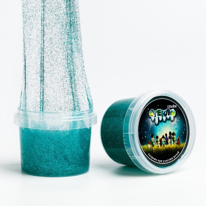 Слайм «Стекло» с бирюзовыми блёстками 100 г Слайм «Стекло» с бирюзовыми блёстками 100 г