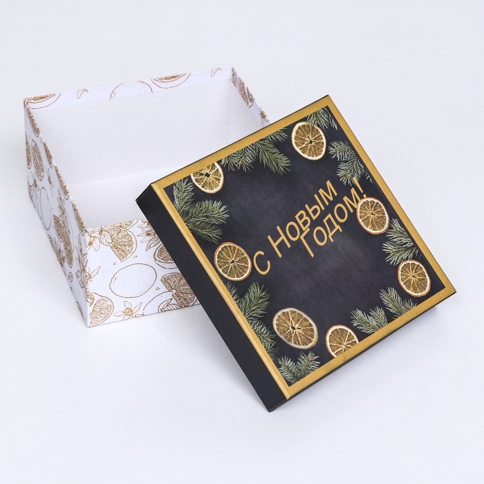 Коробка квадратная Коробка квадратная "Апельсины зимние" , 19 × 19 × 10 см